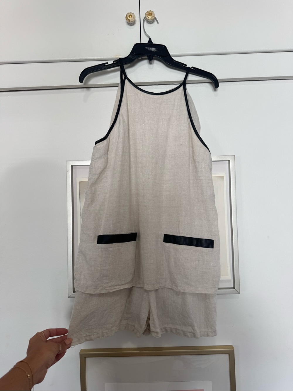 STAUD Linen short halter romper